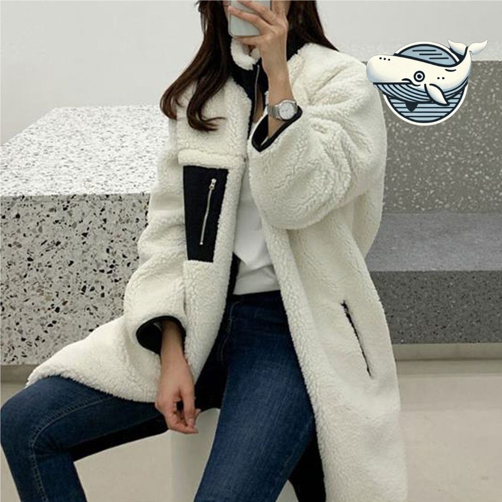 따뜻한 여성용 롱후리스 아우터 부드러운 화이트
