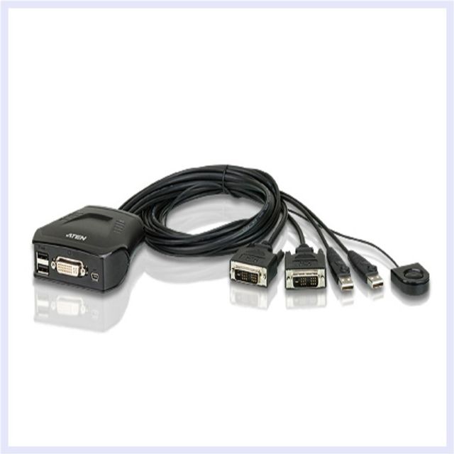 USB 2포트 DVI KVM스위치 케이블일체형 DVI-D 제어