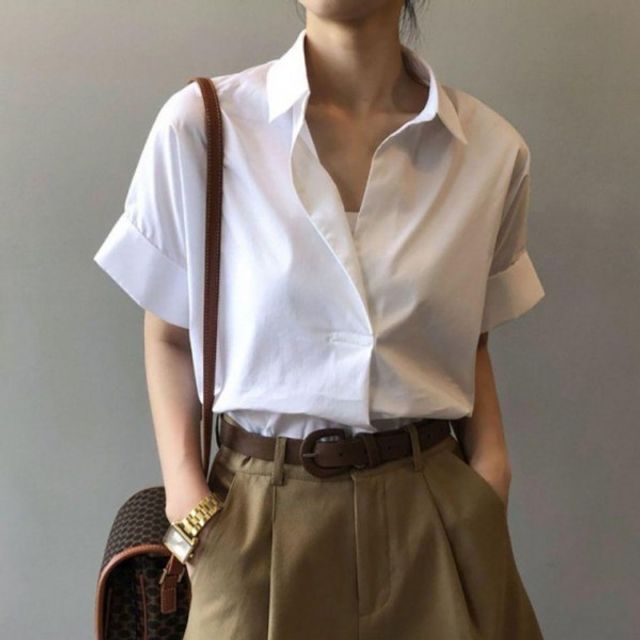 30대 여자 40 기본 롤업 데이 깔끔한 디자인 반팔 블