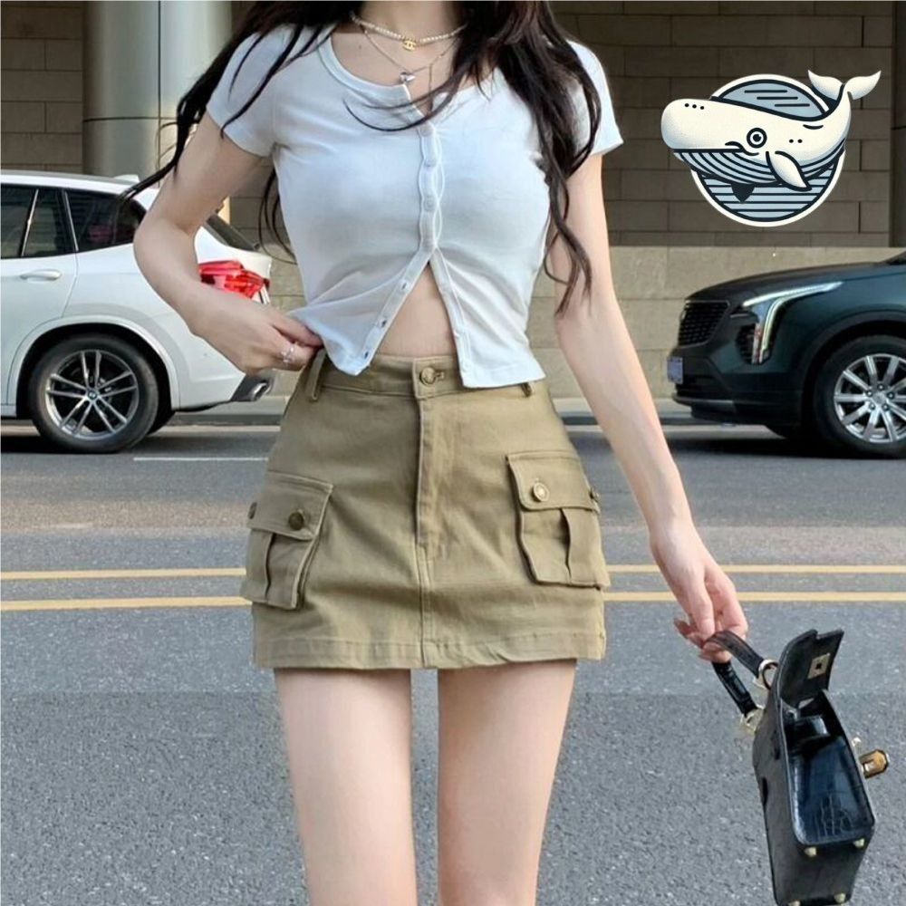 빈티지 스타일 카고 미니스커트 편안한 여름패션