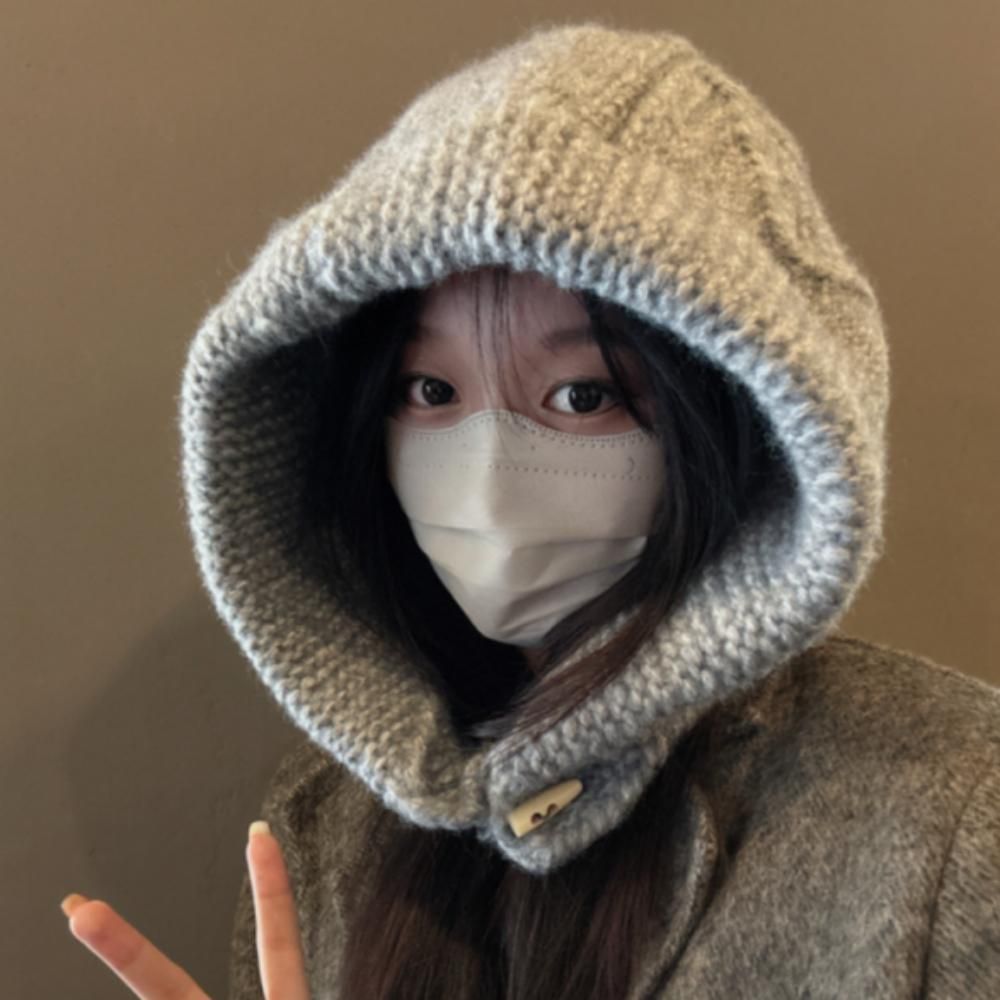 여성 트위드 니트 바라클라바 여자 후드 넥워머