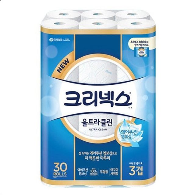 크리넥스 울트라클린 엠보싱 3겹 화장지 25m 30롤