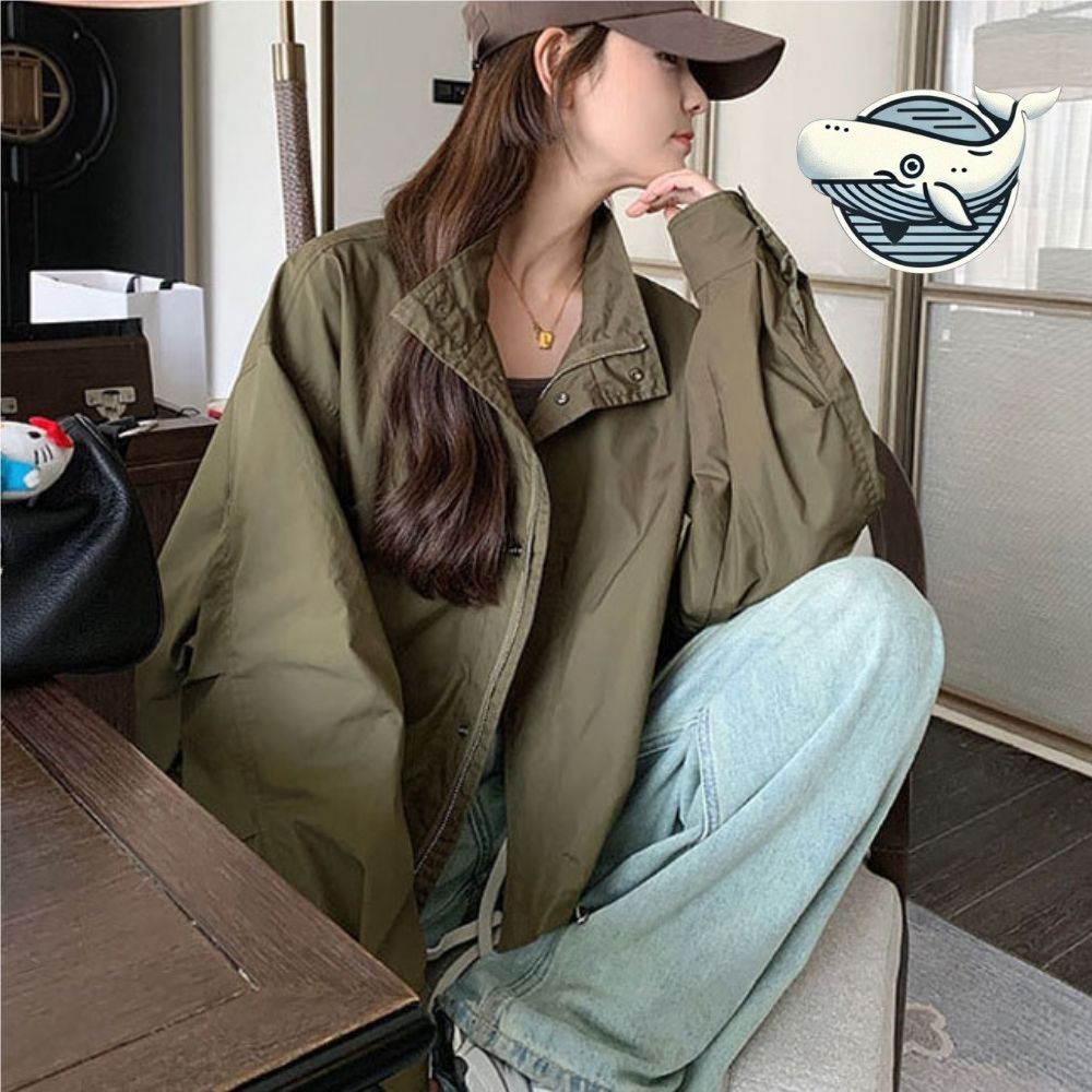 여성 캐주얼 하이넥 오버핏 숏 점퍼 편안한