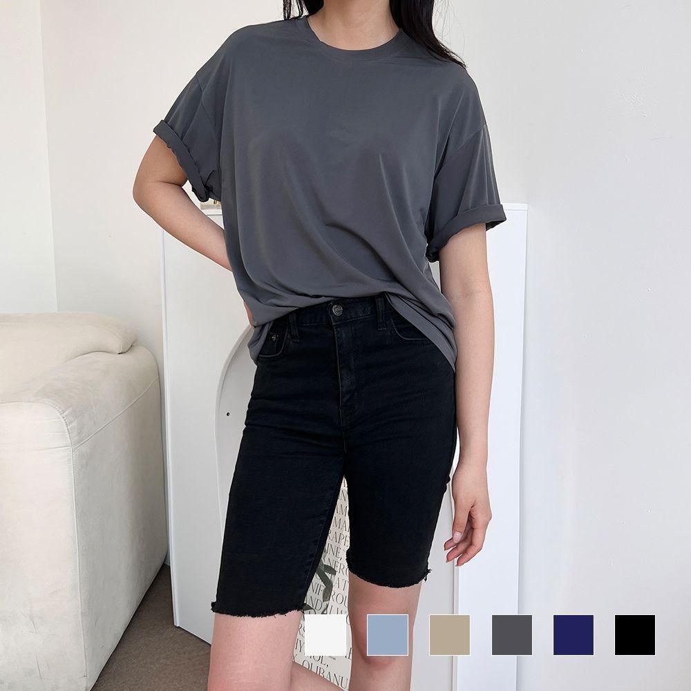 여성 쿨 라운드넥 여름 반팔 아이스 시원한 티셔츠