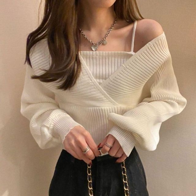 데일리 나시 여성 기본 레이어드 데이 일체형 긴팔 니