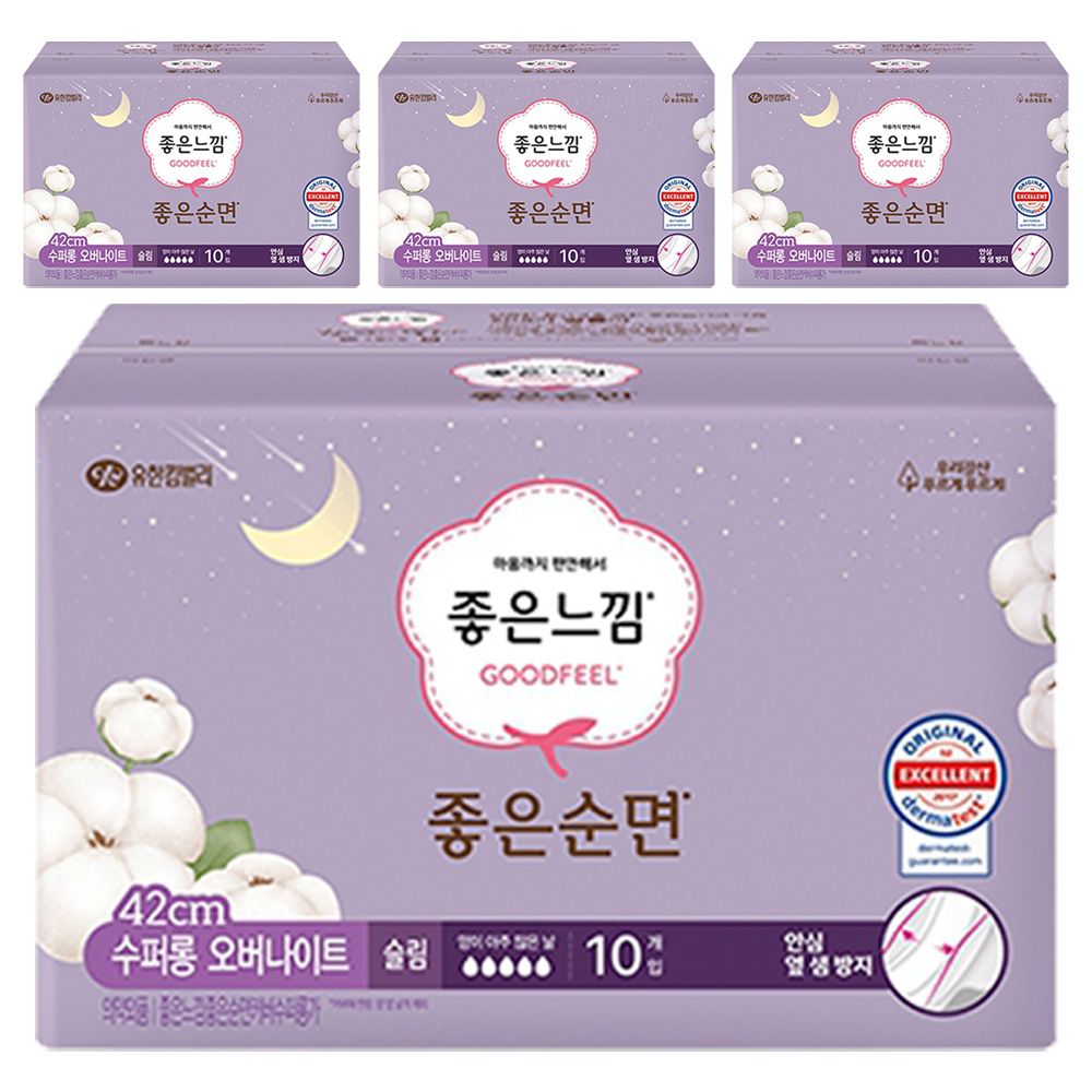 좋은느낌 좋은순면 42cm 수퍼롱오버나이트 10입x4팩