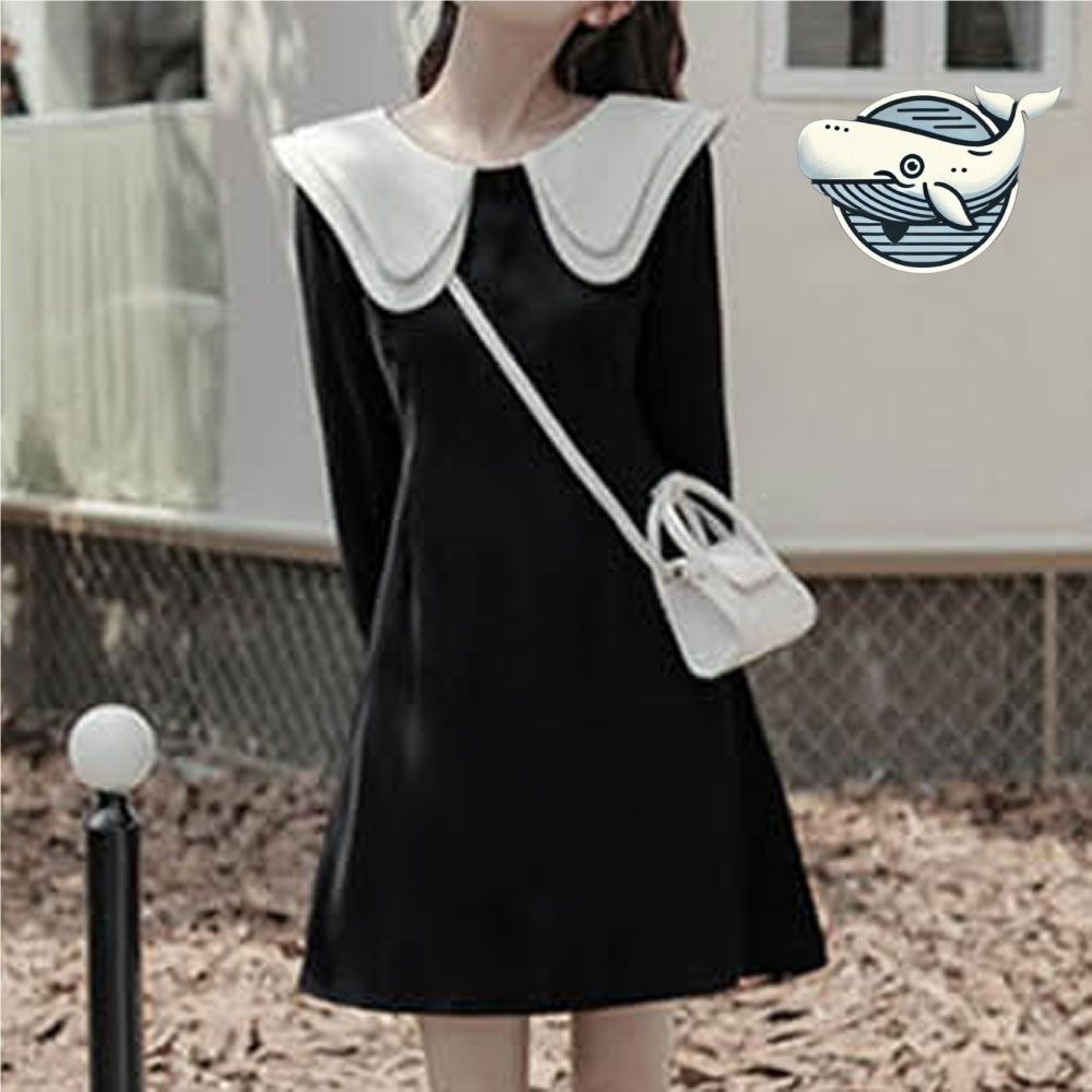 이중카라 A라인 미니 원피스 데일리룩 스트랩
