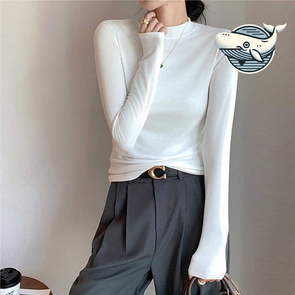 여성 슬림핏 기본 라운드 티셔츠 데일리 활용