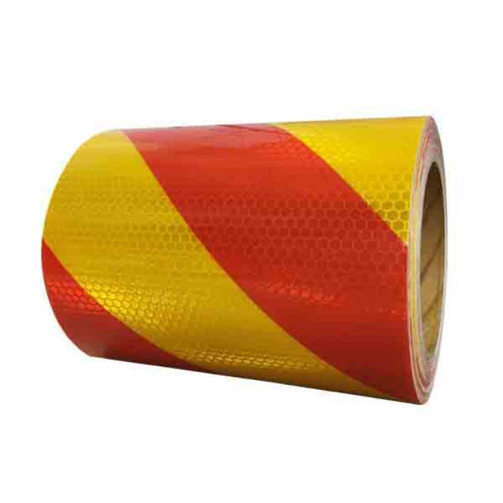 사선 벌집 10m x 150mm 황적색 고휘도 반사 테이프