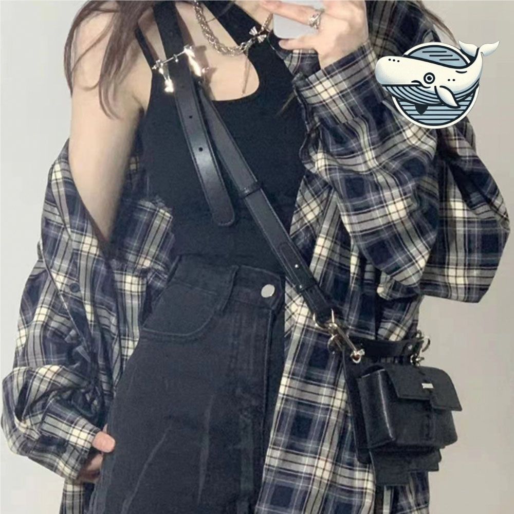 캐주얼 체크 패턴 남방 여성 데일리 아우터