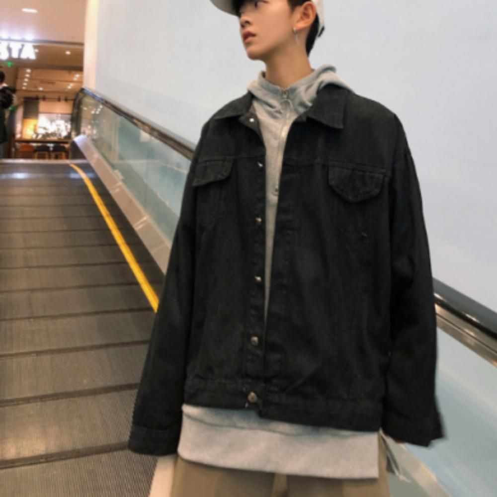남성 오버핏 워싱 빈티지 데님 청자켓 데님자켓