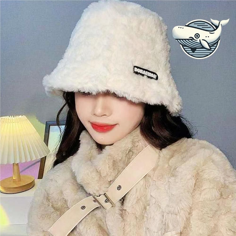부드러운 털소재 벙거지 모자 영문 라벨 편안한