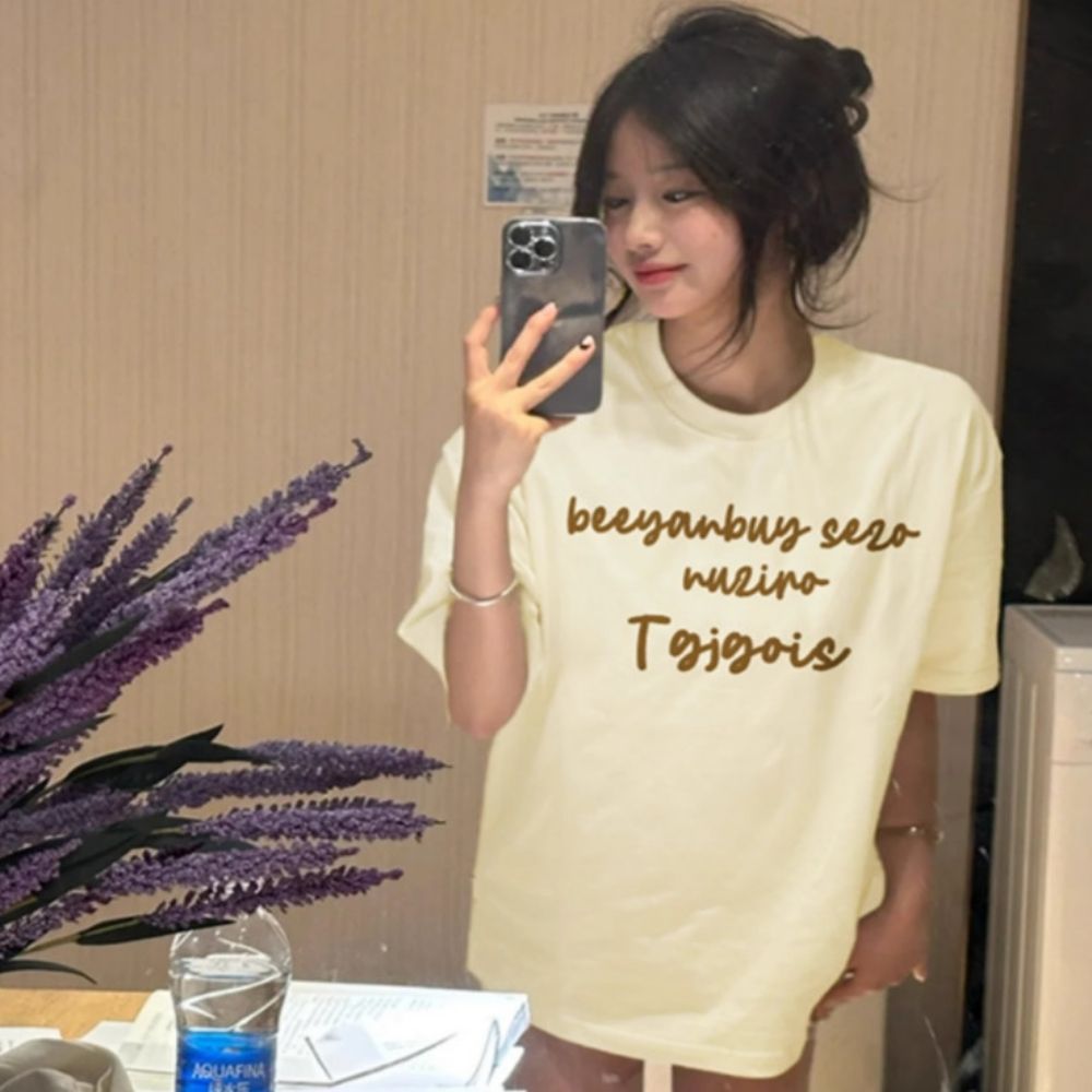 반팔 레터링 여유핏 슬리브 심플 여자 프린팅