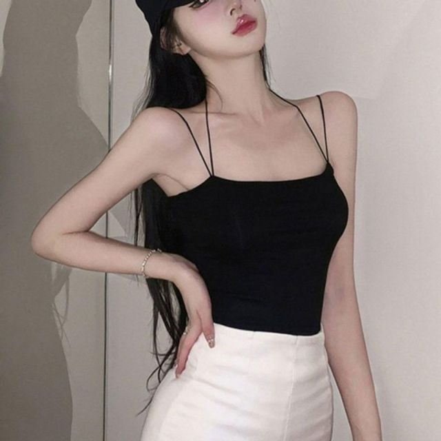 데일리 캐주얼 여성 기본 여름 데이 캡내장 크롭 나시