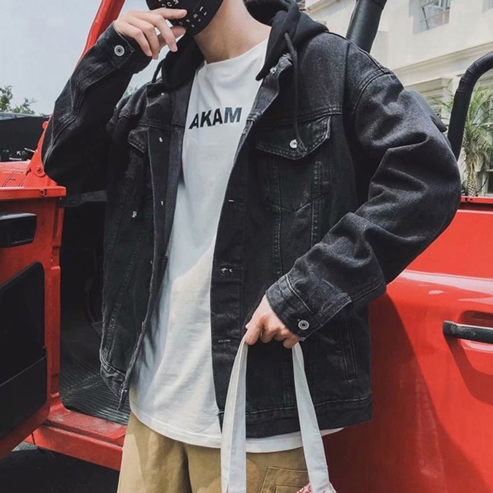 캐주얼탈부착후드 블랙청자켓 데일리 학생코디 스타일