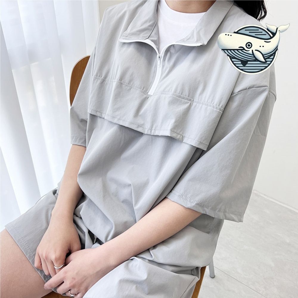 여성 편안한 아노락 반팔 반바지 트레이닝