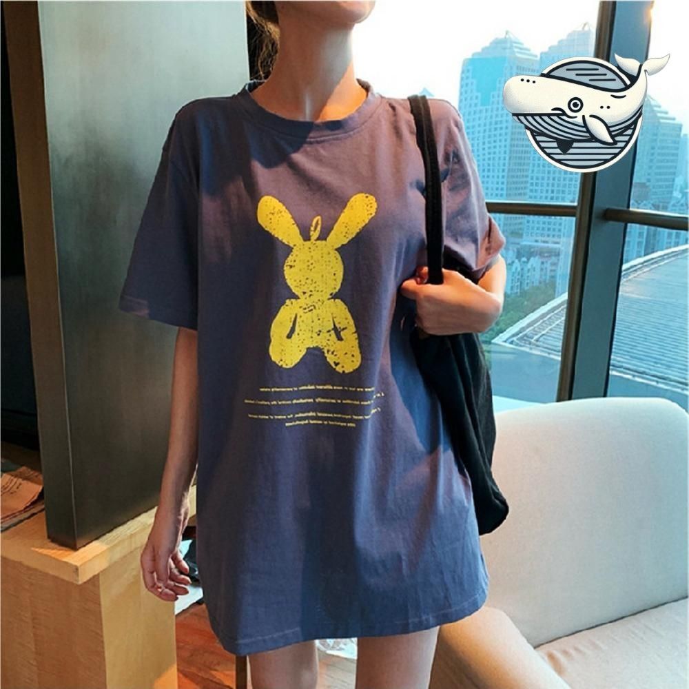 귀여운 토끼 인형 반팔 티셔츠 여성 캐주얼