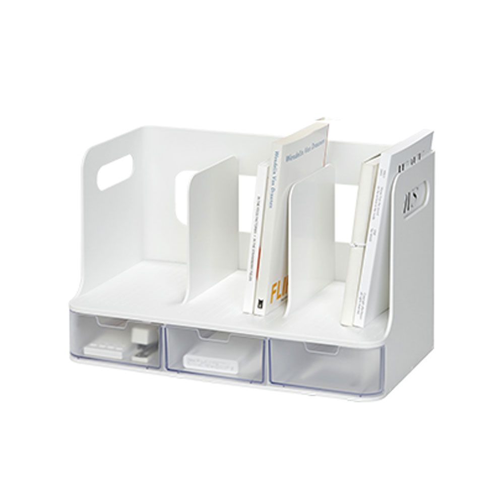 가로형 3단 서랍 책꽂이 39.1x25cm 1개 화이트 투명