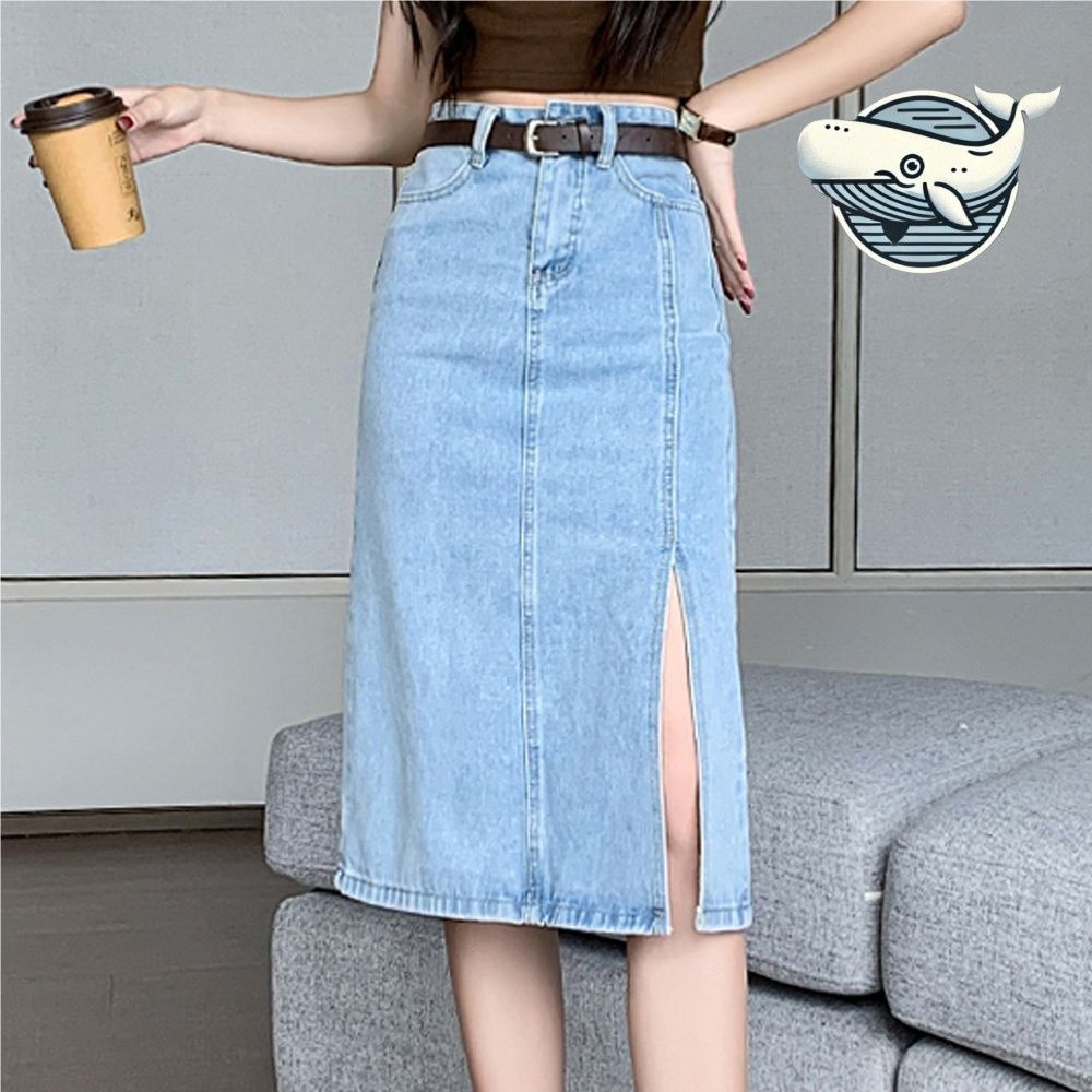 데일리 슬릿 청스커트 여름 옆트임 캐주얼