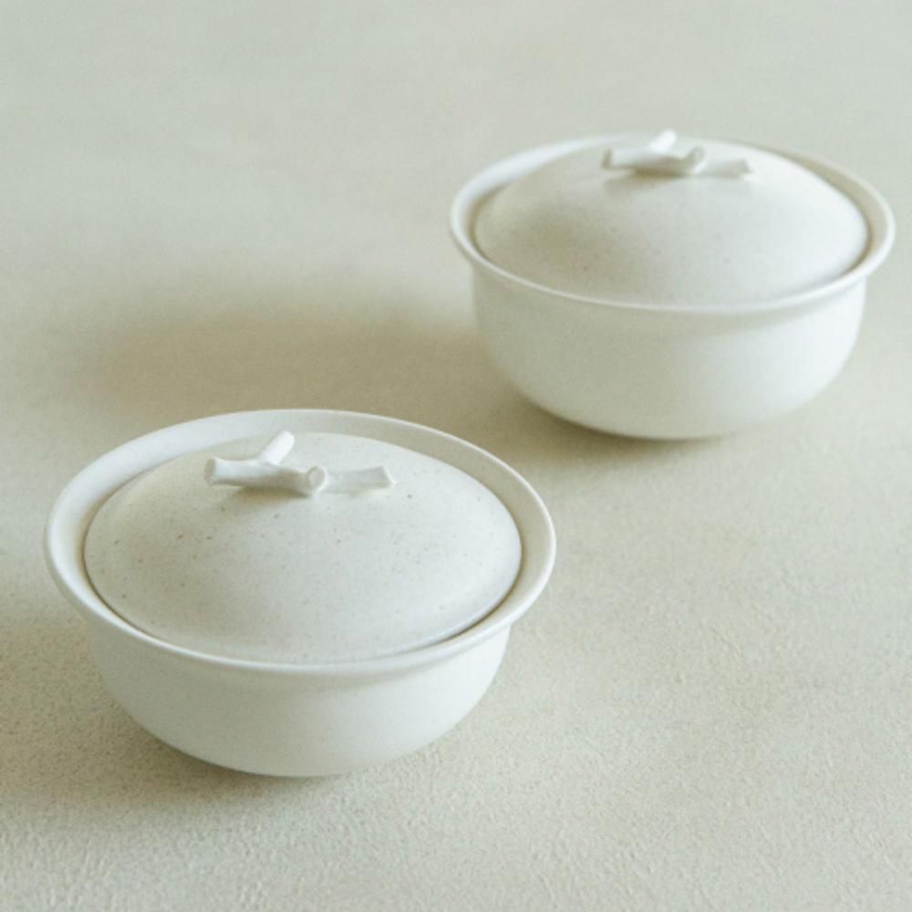이천도자기 노바 화이트 뚜껑 공기 대접 세트 식기 그릇 국 밥