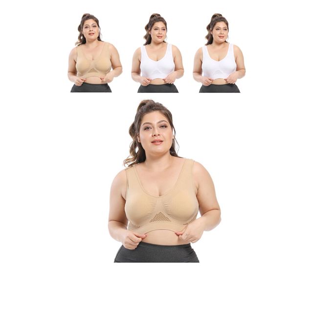 부드러운 촉감의 노와이어 무봉제 여성 빅브라 X 4벌