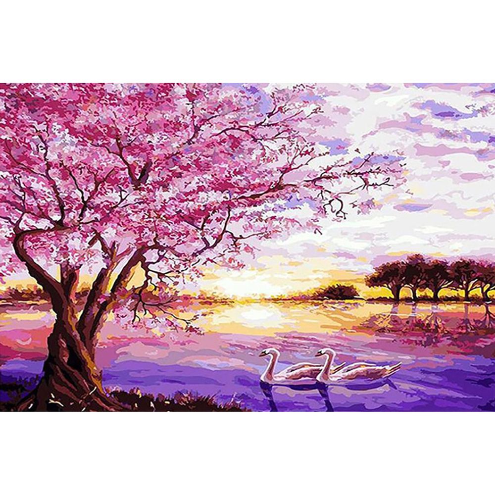 석양이 물든 호수 (패브릭형) 보석십자수 40x60
