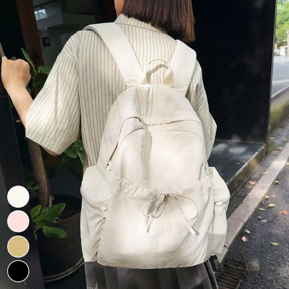 셔링 경량 리본 여성 백팩 여자가방