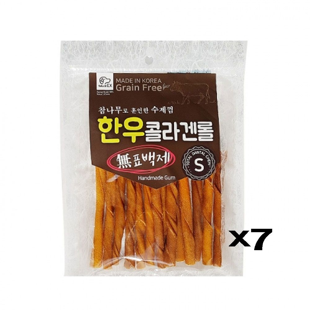 애견 수제간식 고단백 한우 콜라겐롤 (S) X7 치석제거
