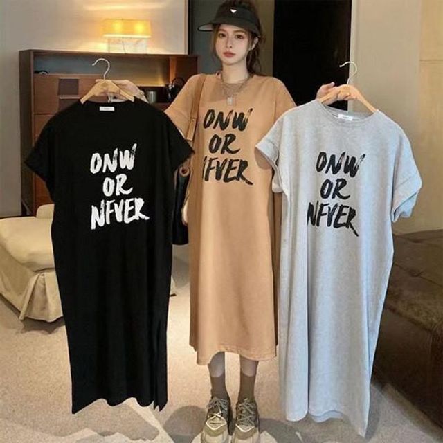 트임있는 롱원피스 홈웨어 반팔원피스