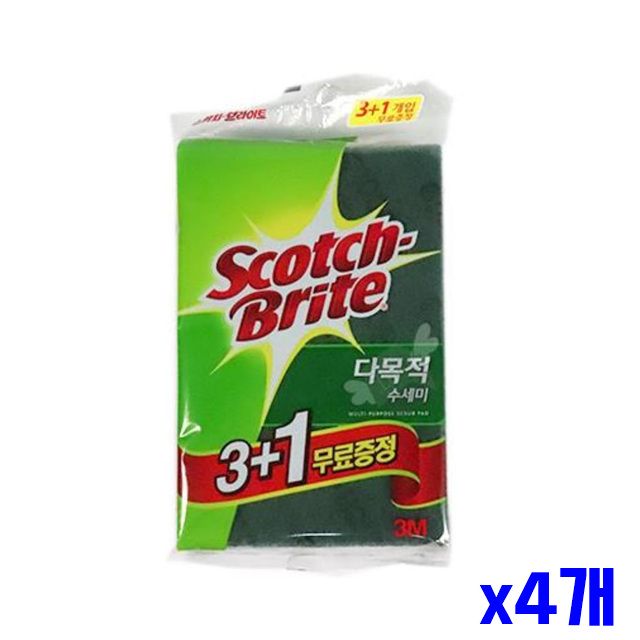 주방소모품 다목적 x4개 4개입 잘 닦이는 수세미 주방