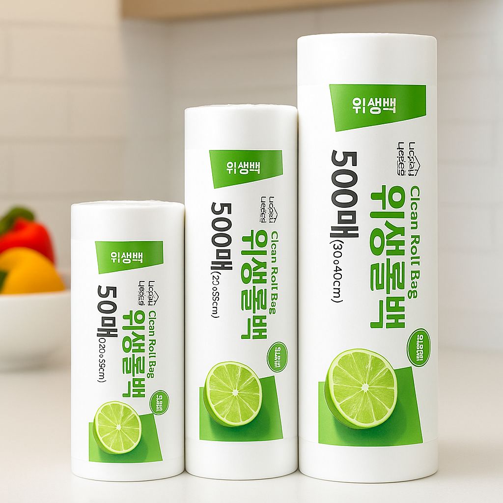 일회용 비닐 팩 위생롤백 500매 대/중/소 (총1500매)