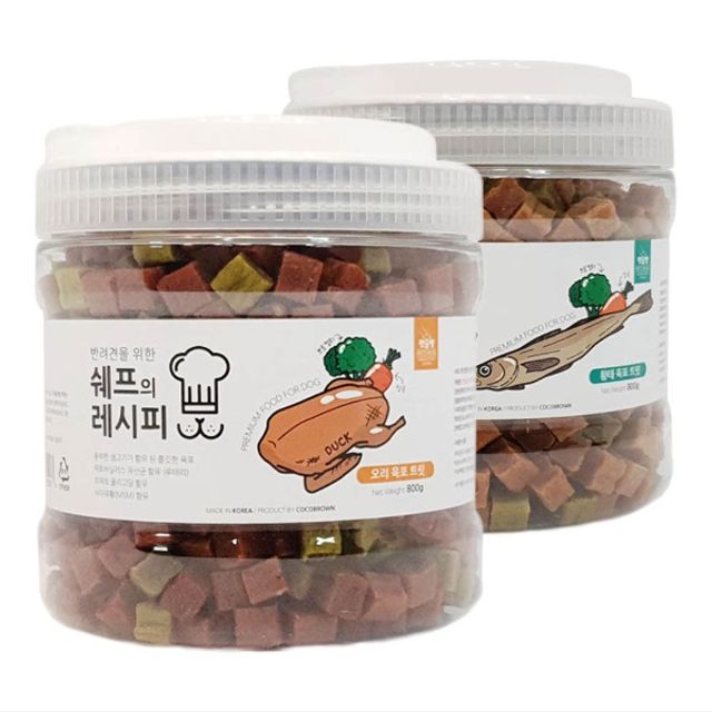 강아지 칭찬 영양간식 소프트츄 오리황태 2종트릿