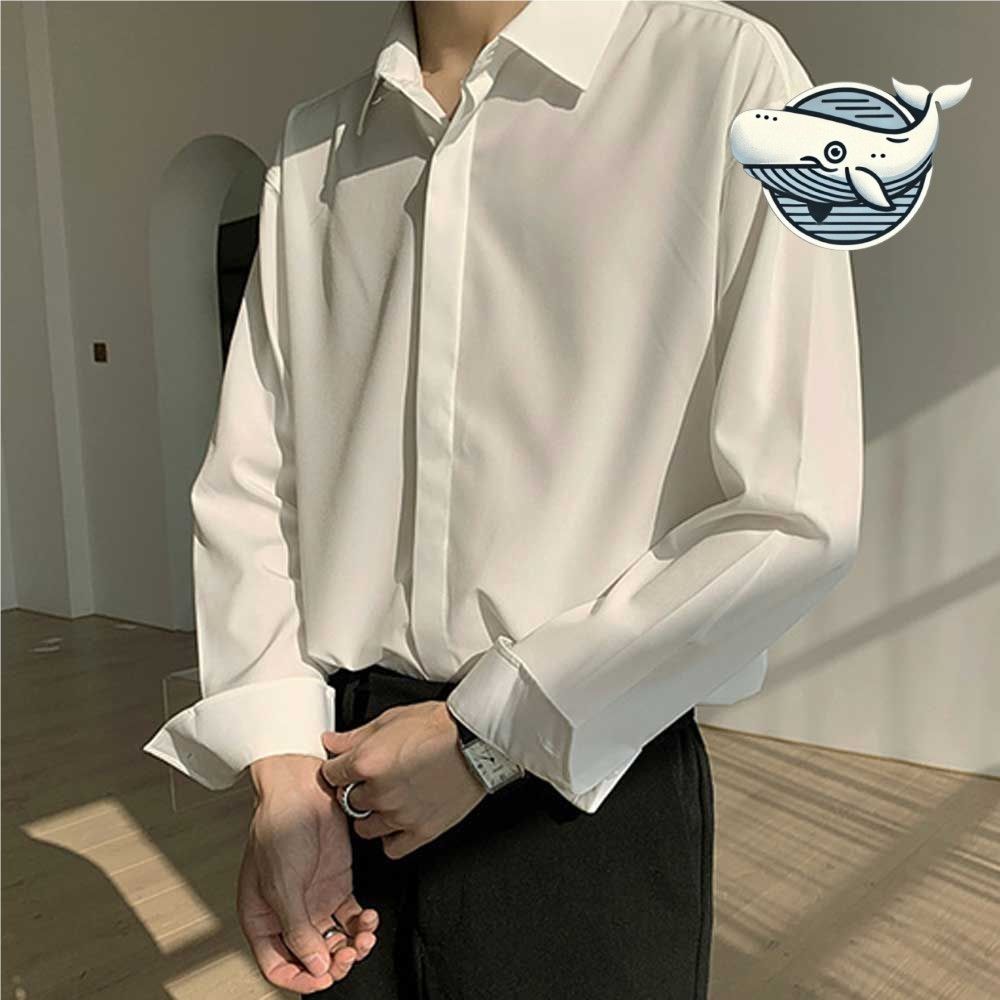 캐주얼 오버핏 남성 셔츠 플라켓 디자인 세련된