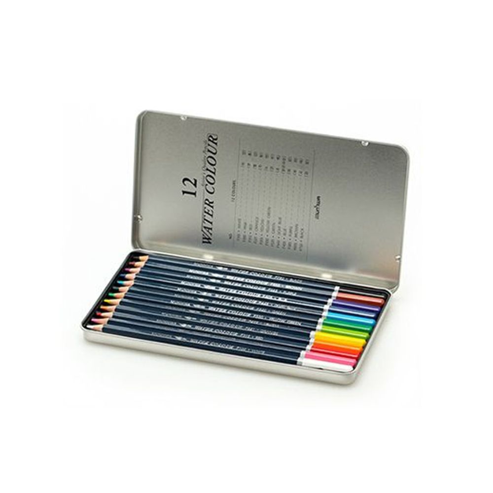 12색 수채화 색연필 틴케이스 컬러링북 미술 화방용