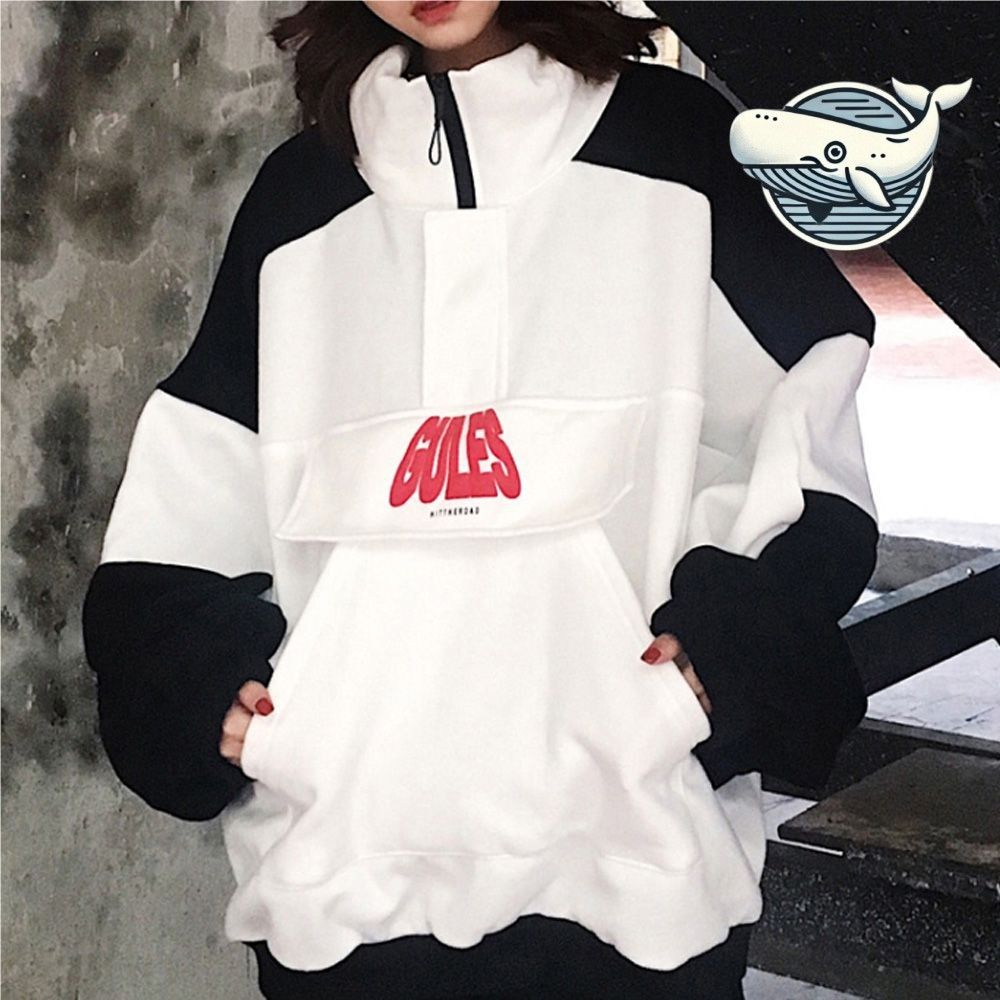 여자 기모 바람막이 오버핏 집업 긴팔 스포티