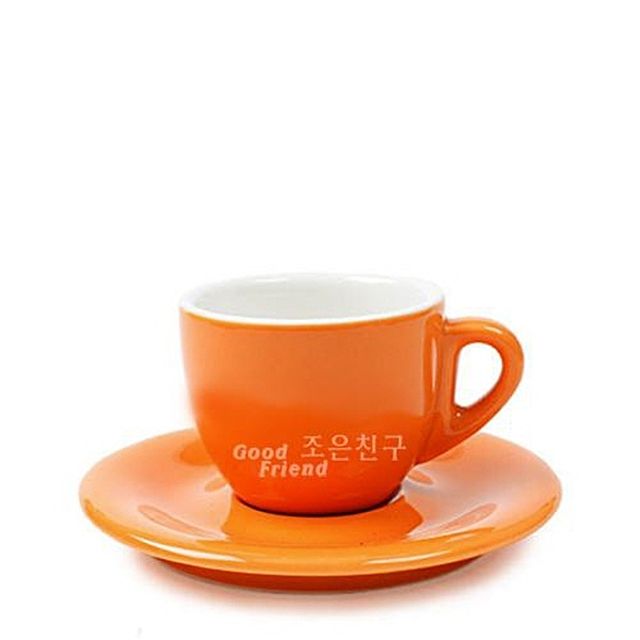 도자기 에스프레소 오렌지 커피잔 커피컵 머그컵