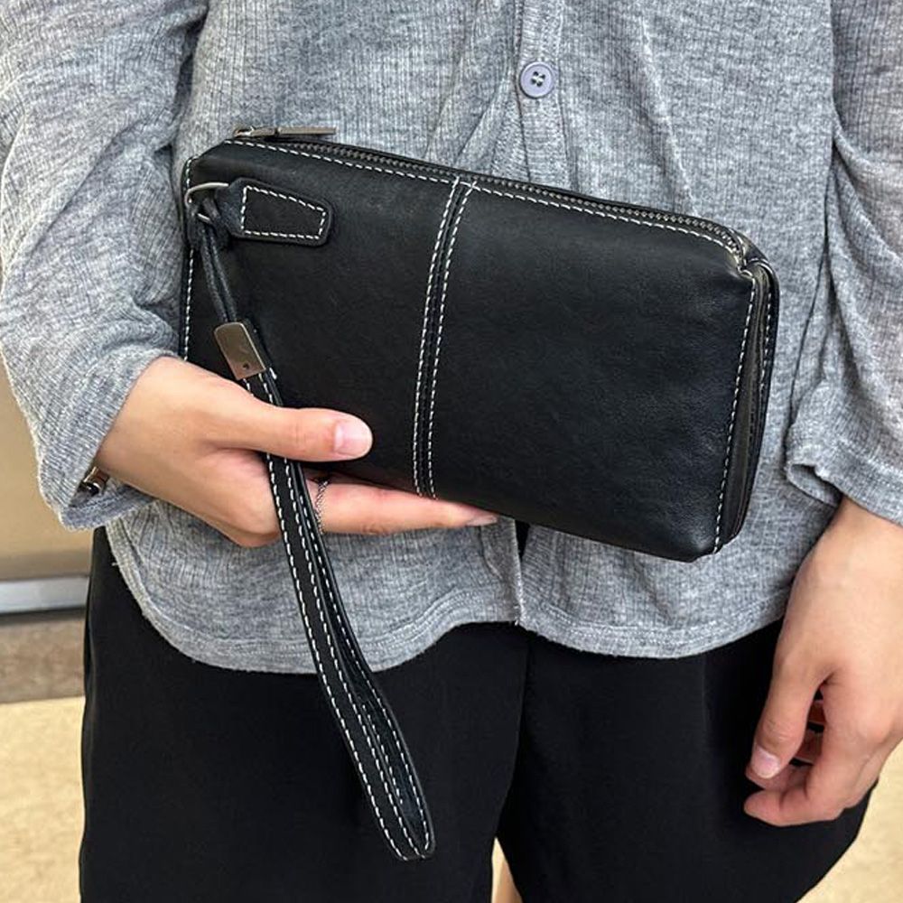 가죽 스티치 데일리 클러치백 고급 소지품가방 실용템