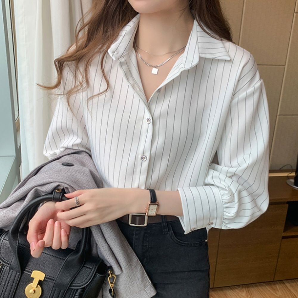 스트라이프 셔츠 클래식 9부 데일리 루즈핏 남방