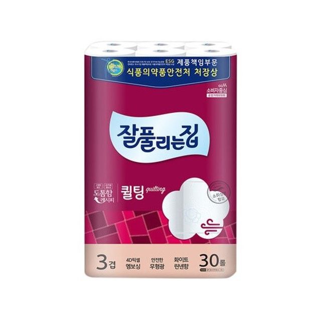 잘풀리는집 엠보싱 소취기능 퀼팅 휴지 3겹 30m 30롤