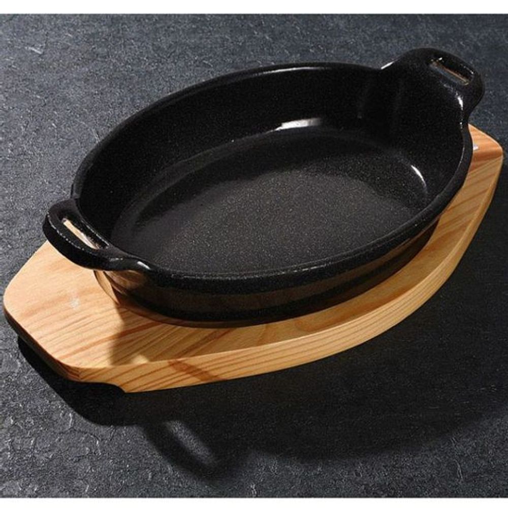 손잡이 주물팬 타원 무쇠팬 콘치즈 스테이크팬 25.5cm