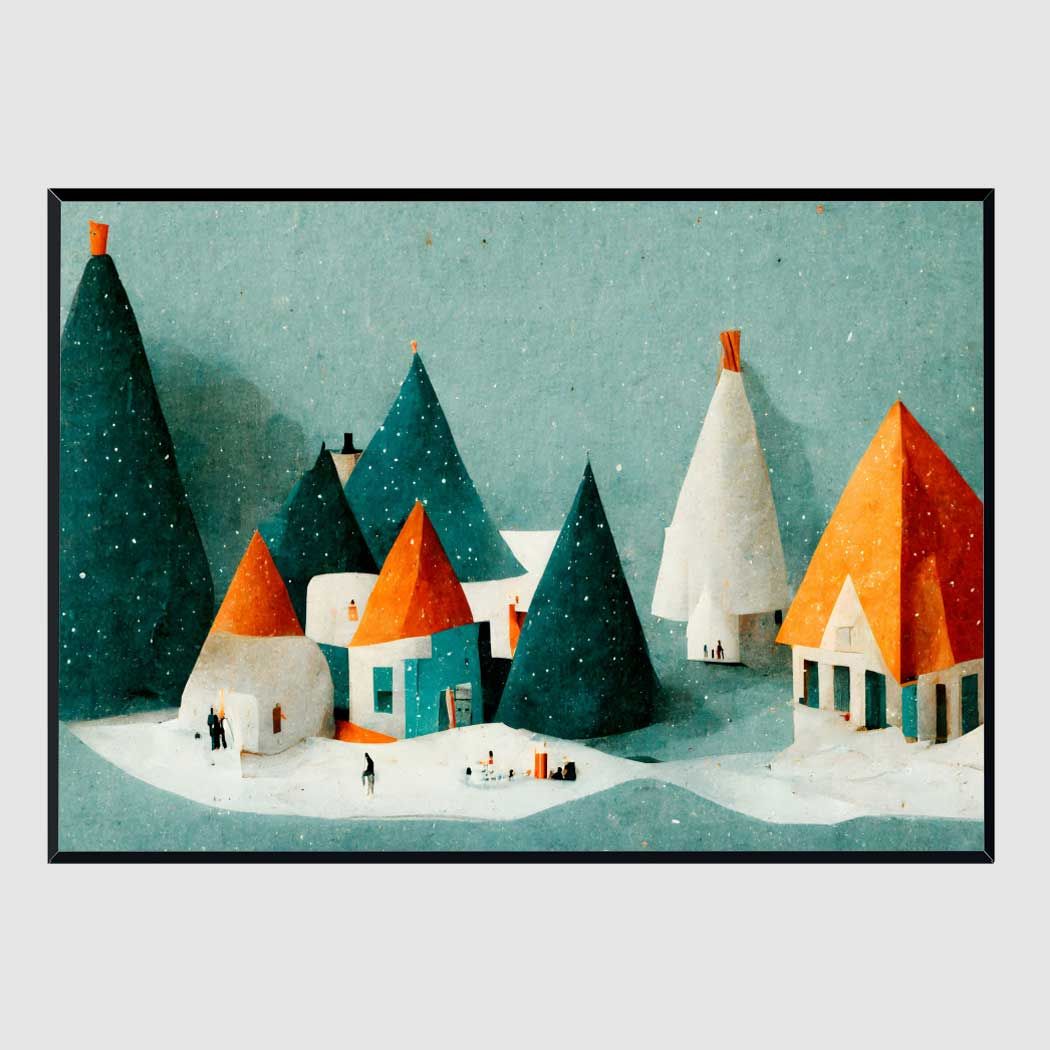 가로형 인테리어액자 Little Snow Village A2사이즈