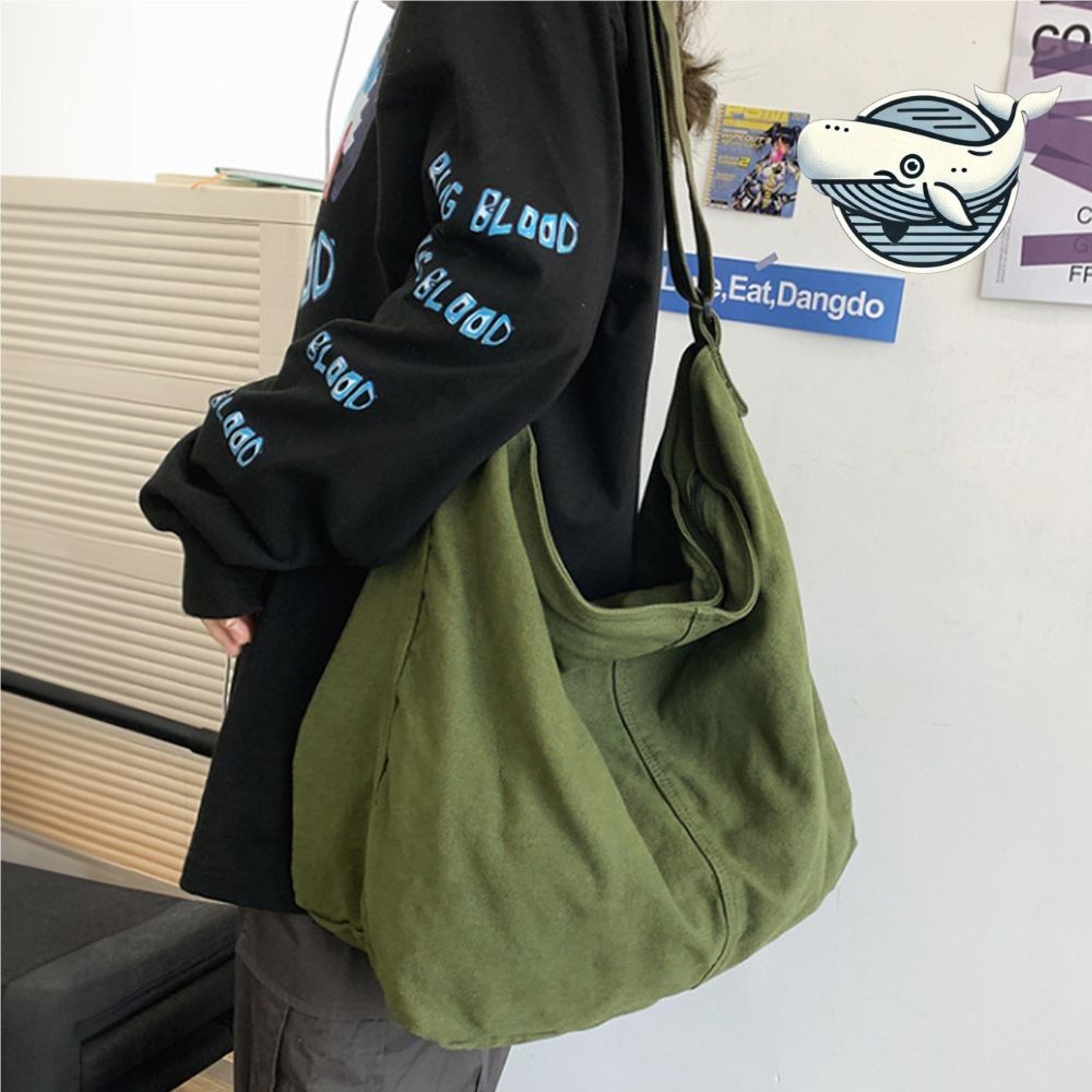 여행 필수품 캔버스 숄더백 카키 캐주얼백