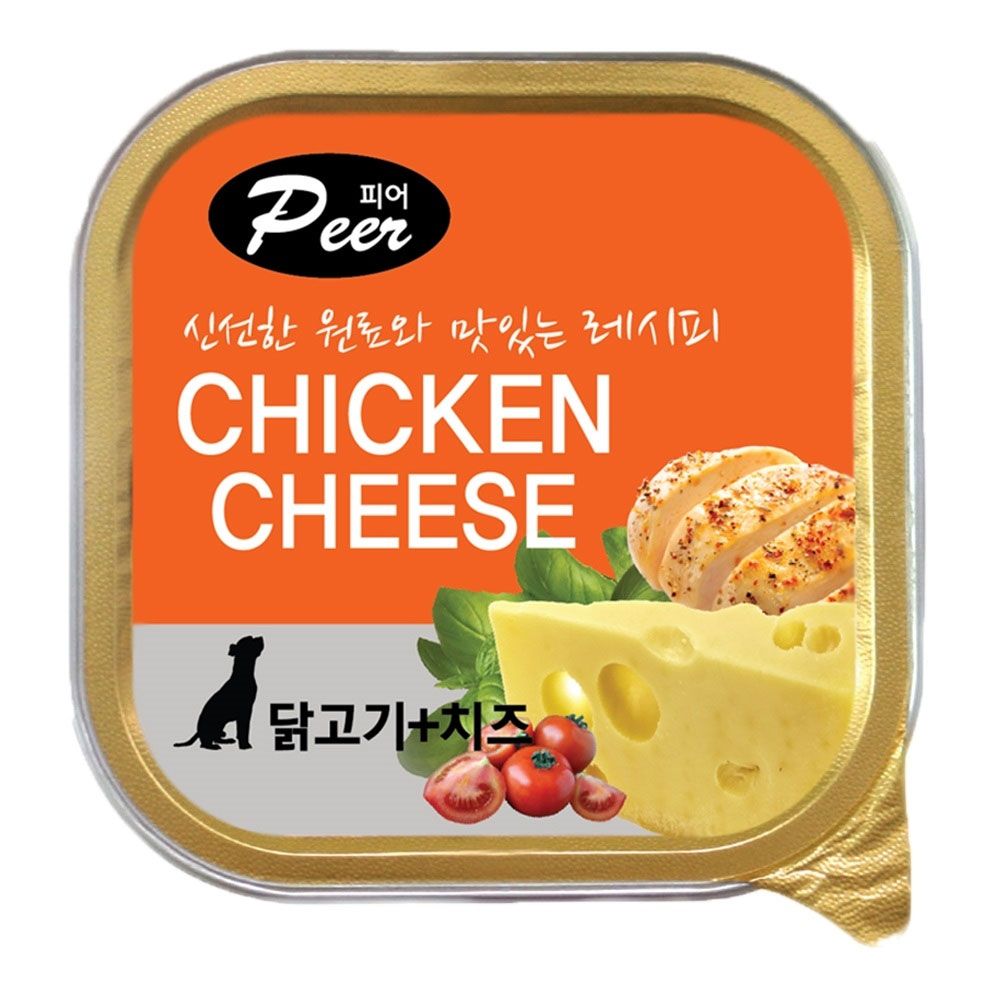 피어 사각캔 닭고기+치즈 100g X24개 강아지 간식