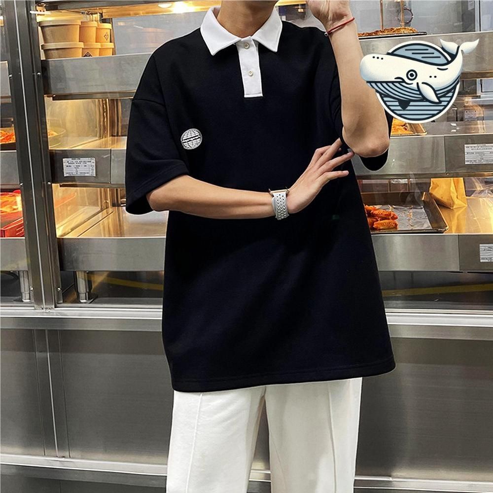 남자 반팔 클래식 카라 배색 패치티 조거