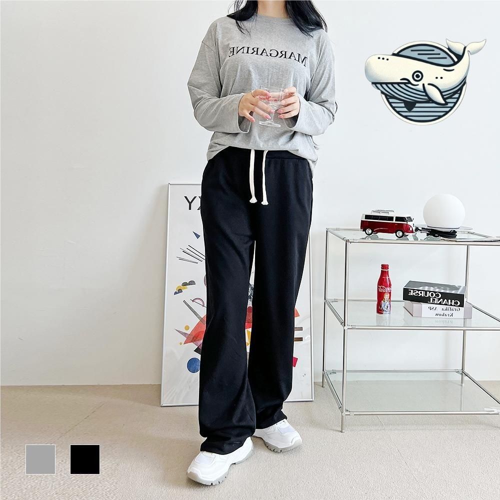 편안한 여성용 통바지 클래식 면 슬랙스 블랙