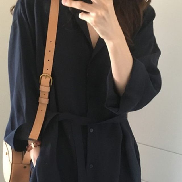 브이넥카라 자켓 롱 원피스 DO908