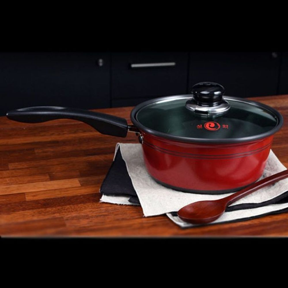 선학 라면 냄비 찌개 편수 냄비 레드 블랙 20cm