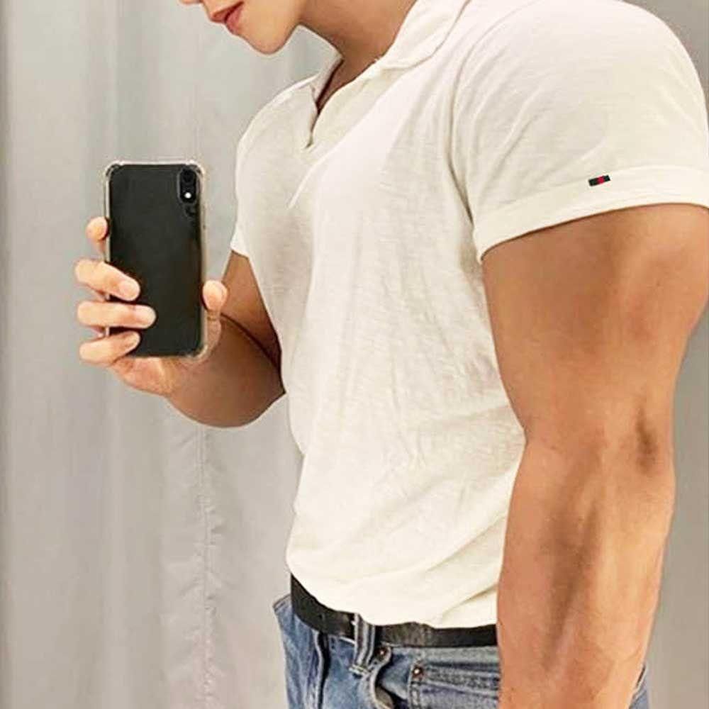 머슬핏 카라 패션 반팔티 티셔츠 남자옷 여름 깔끔