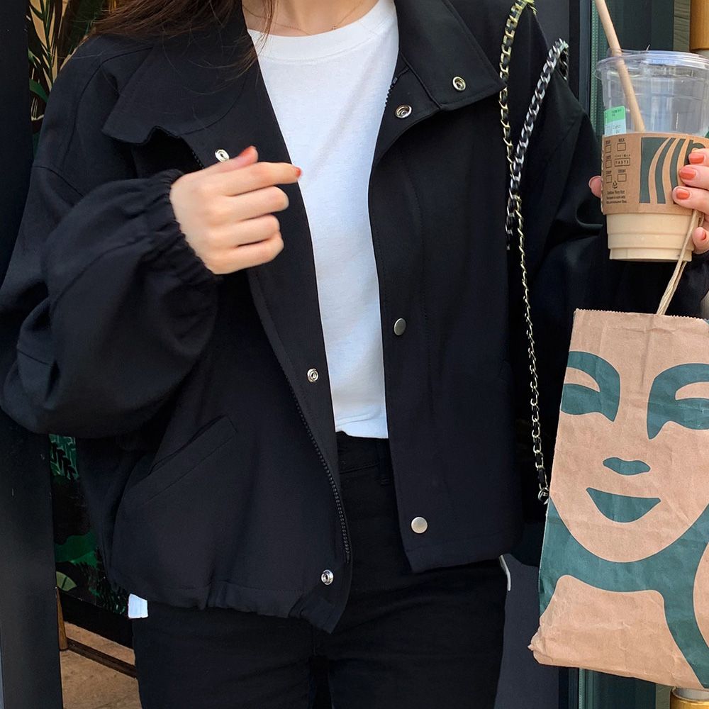 크롭 자켓 점퍼 블루종 집업 여성 간절기 숏