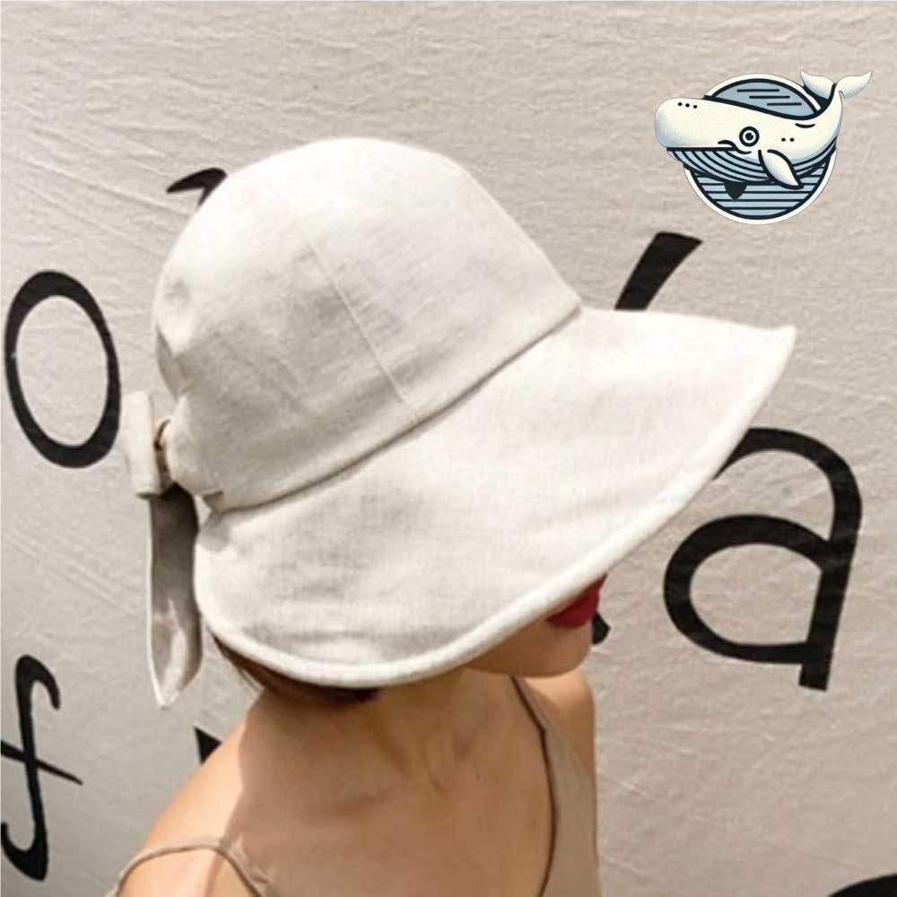 여름 해변 스타일 넓은챙 리본 린넨 모자